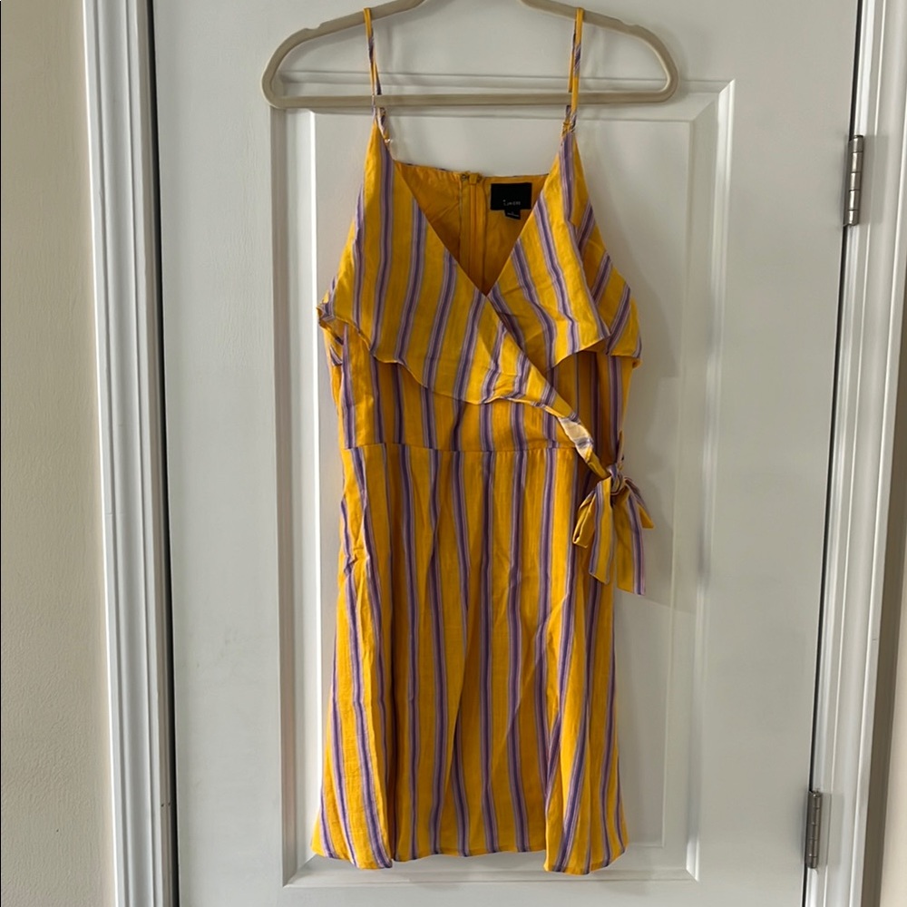 Striped Yellow and Purple Wrap Dress